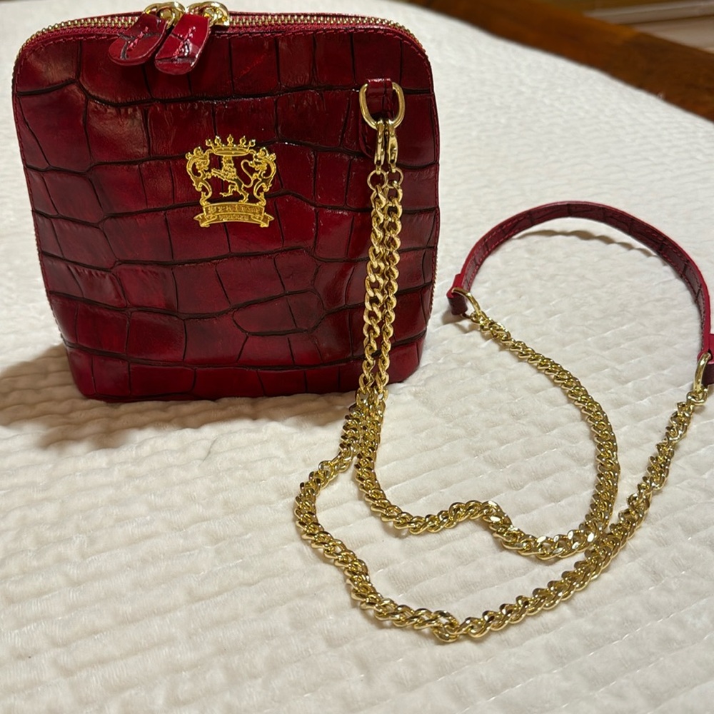 Pratesi Italian Red Leather Crossbody, made in Florence, Italy.